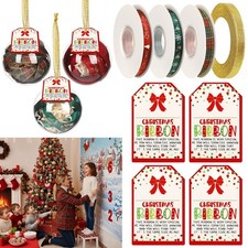 24 Pack Christmas Height Ribbon Ornament Clear Fillable Balls Personalized Gr...