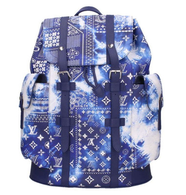 Louis Vuitton Virgil Christopher PM Rucksack Tasche Blau Bandana Monogramm Au...