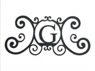 Iron Letter G Monogram Door Wall Decoration Plaque Metal Initial solid 2mm thick