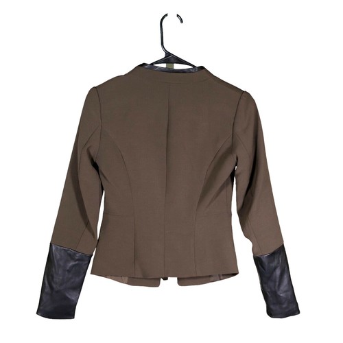 Giacca blazer donna H&M nero oliva color block ecopelle taglia 2 elasticizzato - Foto 2 di 9