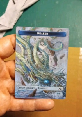 MtG Kraken Token Magic Altered Hand Painted Art Alter IKO Ikoria