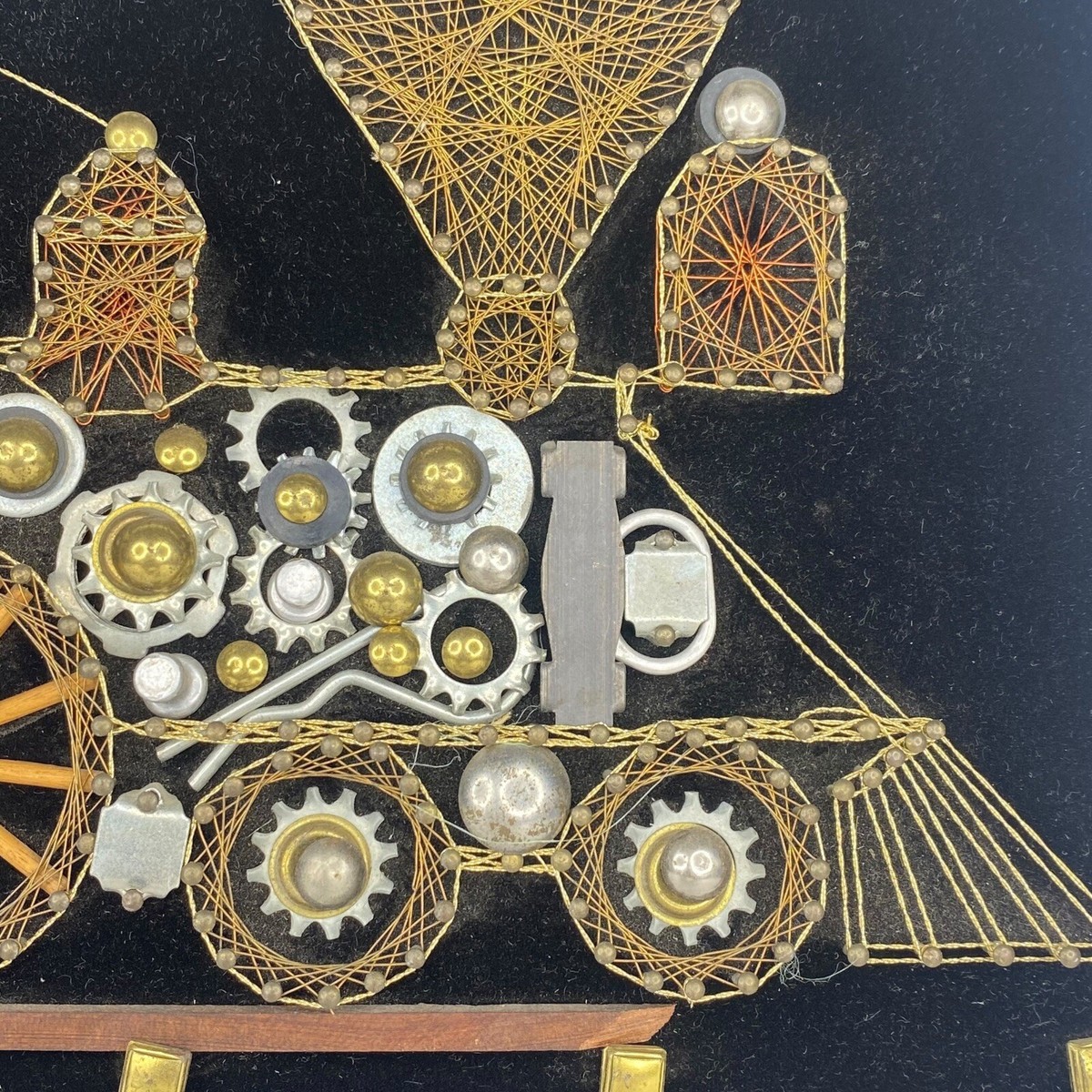 Vintage Wire Art On Black Velvet Train 16in x 12in | eBay