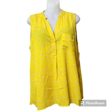 Stitch Fix Collective Concepts Top Sz L Split Neck Blouse Sleeveless Hi Low Hem