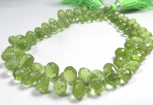 Natürliche Peridot Träne facettierte Edelsteine Briolette Perlen 8" Strang 7-8,5 mm LC-1218 - Bild 2 von 12