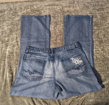 Vintage Gitano Mom Jeans Size 14  Flared Stretch Bejeweled Floral Gorgeous