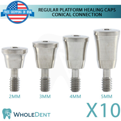 10x RP Conical Connection Healing Caps Titanium Dental Implant Abutment Ø4.5mm