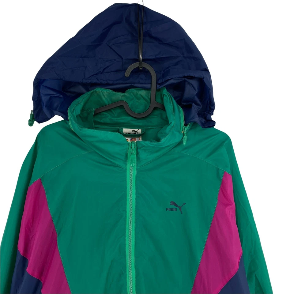 PUMA Vintage Retro Verde Chaqueta con Capucha Talla L - Imagen 2 de 4