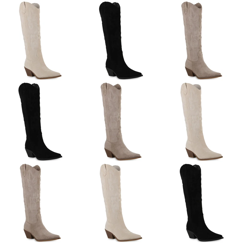 MARKENLOS Damen Leicht Gefütterte Cowboystiefel Stiefel Stickereien Schuhe 839869 Mode