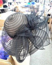 Clear Bow RIbbon Kentucky Derby Wedding Hat Church Wide Brim Dressy Cocktail Sun