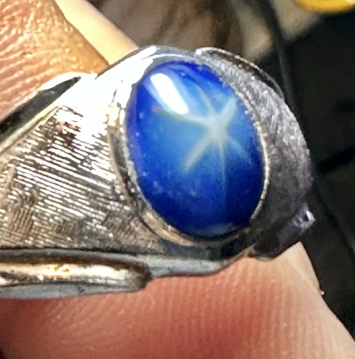 Vintage Silver 18kt H.G.E - Blue Simulated Star Sapphire