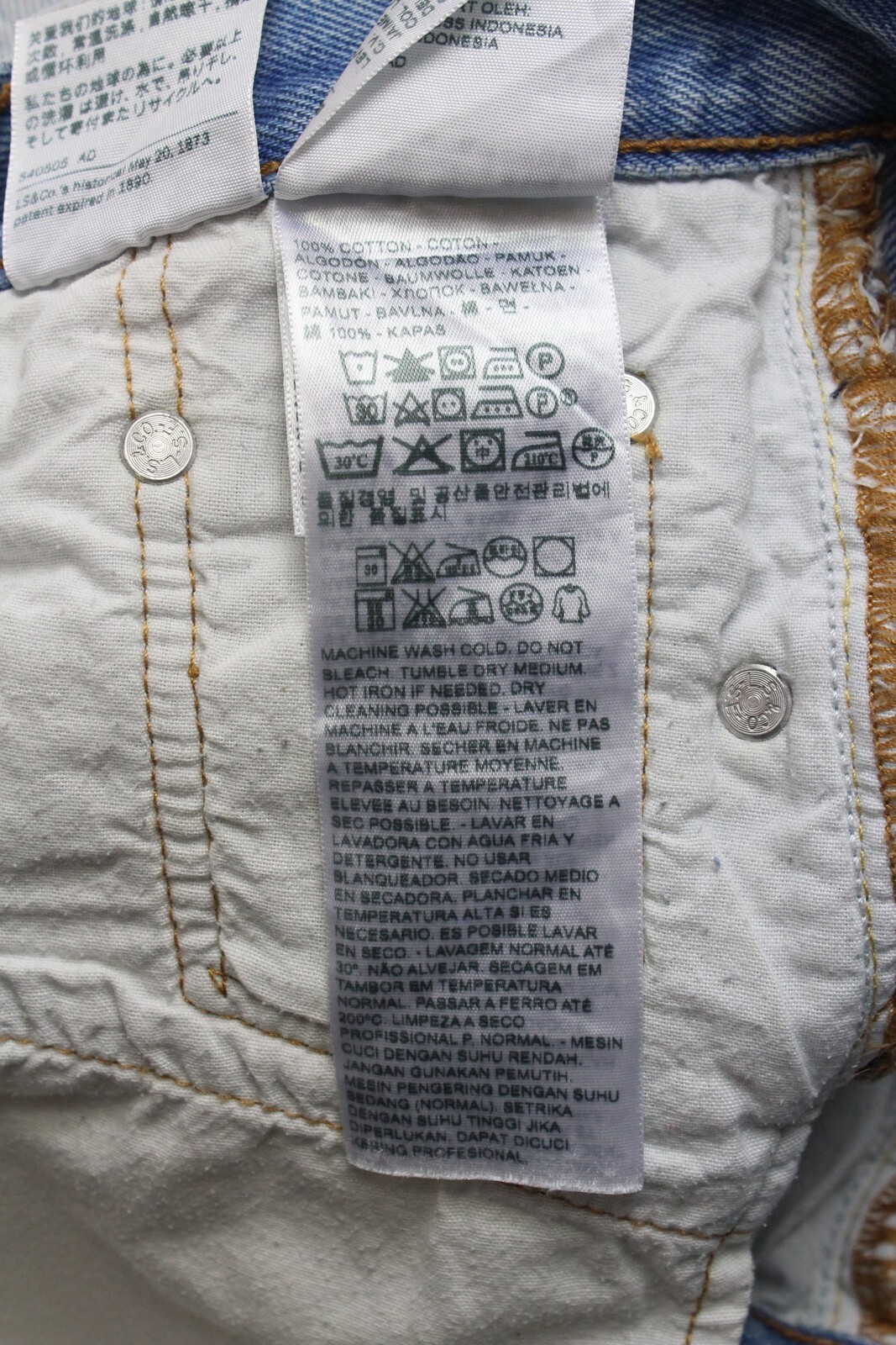 Levi's 501 CT Jeans Mens W24/L32 Customised Tapered Ripped Distressed Button thumbnail 9