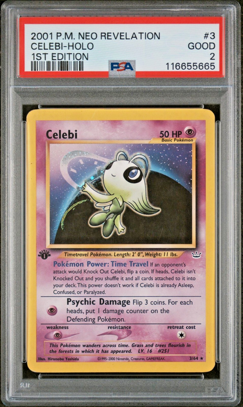 PSA 2 2001 Neo Revelation 1st Edition Celebi 3/64 Holo Foil Pokemon