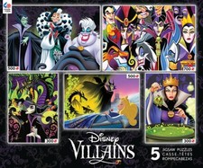 Disney VILLAINS Set of 5 Classic RARE Jigsaw Puzzles From 300 to 750 pieces NEW