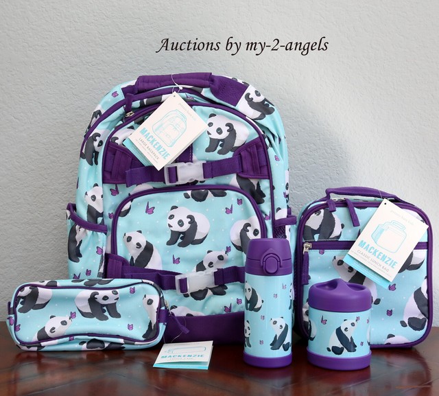 Girls 5Piece Backpack Set Blue Owls Water bottle, Lunch Bag, Pencil
