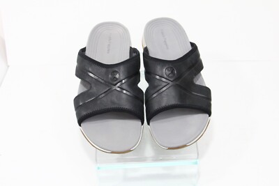 Men\'s Black Leather Slide Sandal Casual Shoes 9.5 wide Hush Puppies Puli Hush Puppies Puli Mens Slide Leather Sandal 9.5 wide Pool  main image 3
