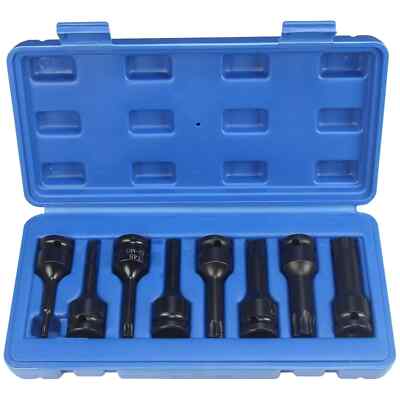 8 Pc 1/2'' Drive Star Impact Torx Socket Bit Set T30 T40 T45 T50 T55 T60 T70 T80