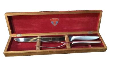 VINTAGE RETRO GERBER RON SNICKERSNEE 2 PIECE MODERN ART DECO CARVING SET