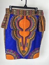 Handmade African Angelina Print Dashiki Style Women  s Boho Eclectic Skirt