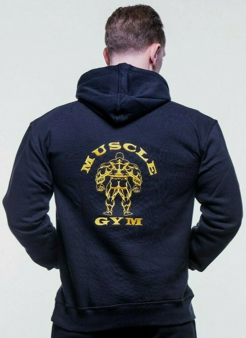 Mens Muscle Gym Fitted Pull Over Jumpers Training Top Hoodie