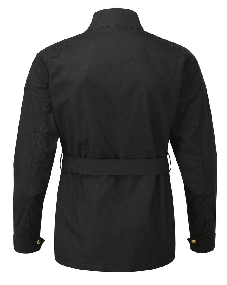 Marron Foncé Classique Cire Coton Veste Moto - Photo 2/3