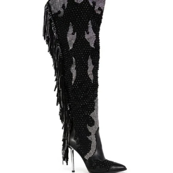 AZALEA WANG " RODEO BADNESS " Size: 11 BLACK EMBELLISHED WESTERN BOOT image 2