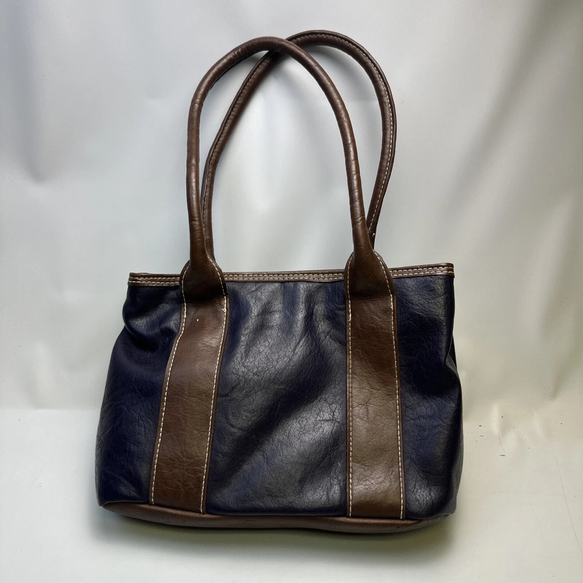 Small Vintage Bueno Bag Brown Navy Blue