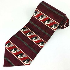 Zylos George Machado Mens Tie Red Abstract Pattern Vtg Necktie Made in USA
