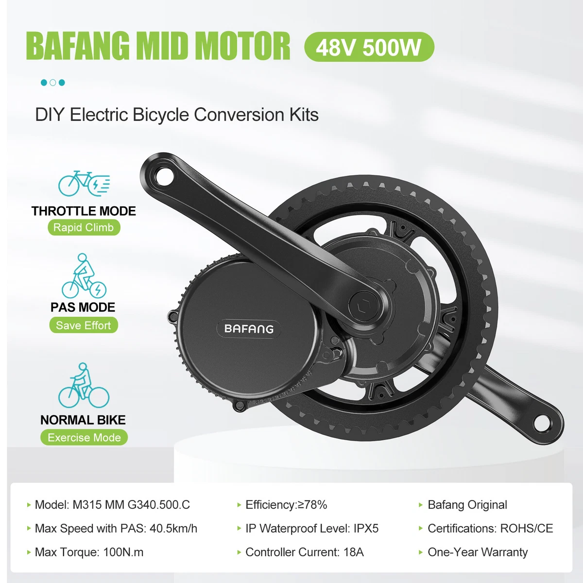 Bafang 500w 48v mid drive ebike conversion kit 2025