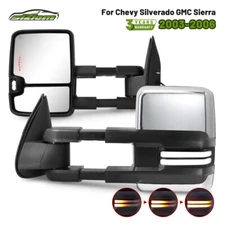Chrome Tow Mirror Power Heated Extendable For 2003-07 Silverado Sierra Suburban