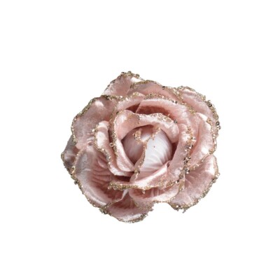 10 x 10 cm Clip On Samt Champ & Rosa Weihnachtsbaum Florist Dekoration Blume