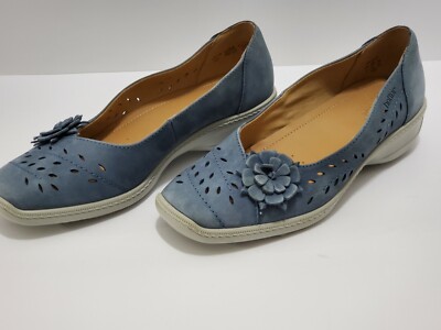 Hotter Laser Cut Slip-On Flats Soft Blue US Sz 6  UK Size 4 Made in England