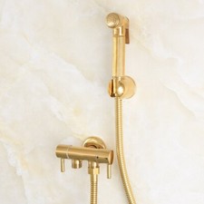Gold Color Brass Double Use Bathroom Bidet Faucet Hand Held Toilet Bidet Sprayer