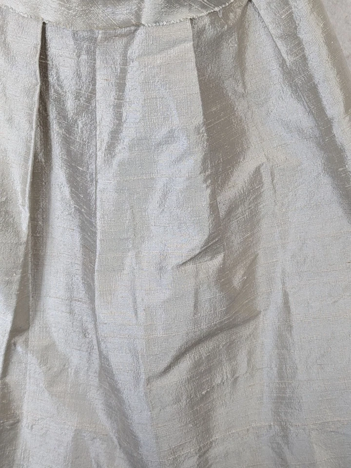 Donna Morgan 尺寸 6 真丝米色泪上衣无肩带紧身胸衣口袋礼服正式 — 第 3/4 张图片