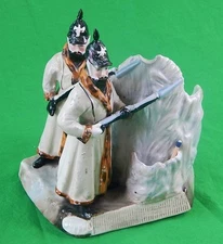 Antique Old German Germany Duppel Porcelain Soldier Match & Cigar Holder