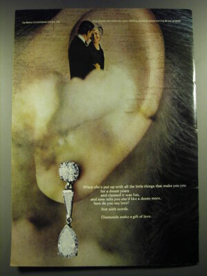 1969 De Beers Diamonds Ad - When she's put up with all the little things