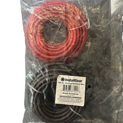 InstallGear 10 Stärke Strom- oder Massekabel rot/schwarz Kabel je 25 Fuß