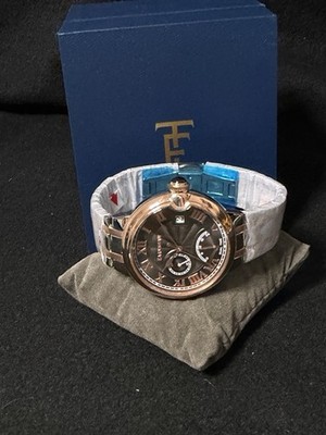 Earnshaw ES-8288 Watch Skeleton Automatic Leather Rose Gold 42mm Brand New.