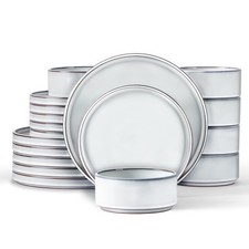18 Piece Dinnerware Sets for 6, Stoneware Dinner Plates and Bowls Set, Dishwa...