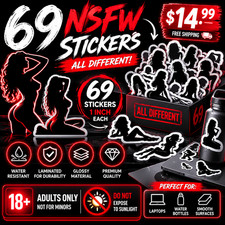 69 Waterproof NSFW Stickers Adult Decal Pack Glossy Premium Quality