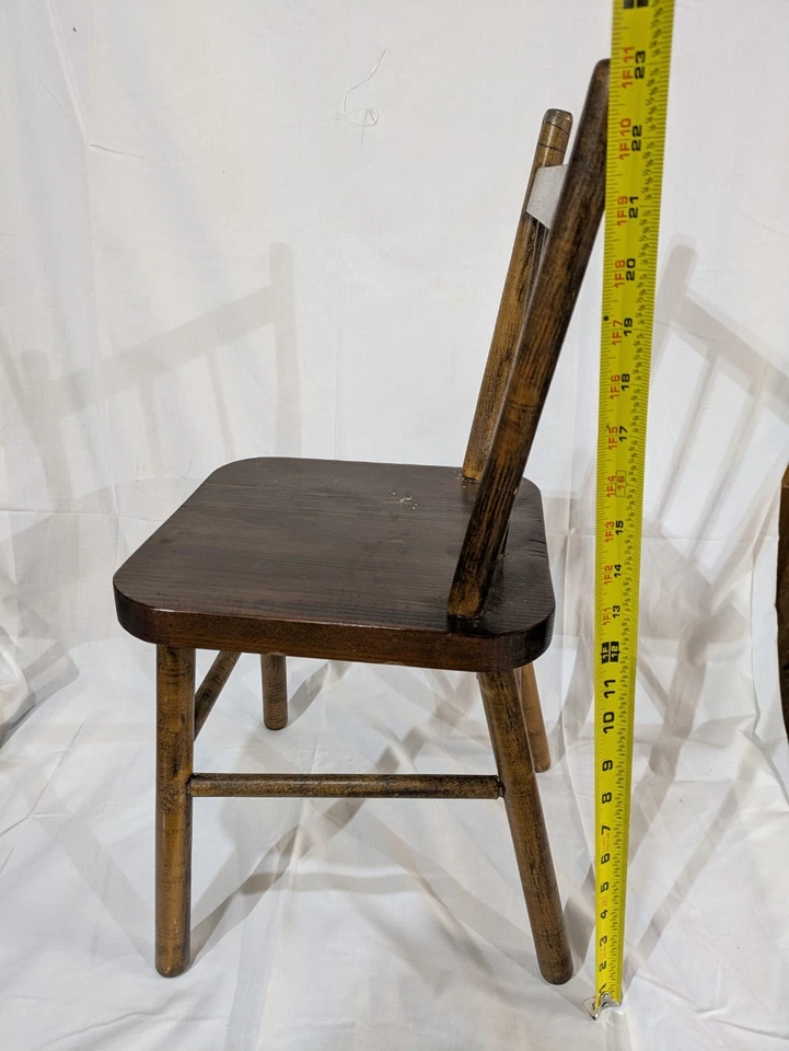 PAR DE SILLAS DE HUSILLO VINTAGE ANTIGUAS de madera primitivas para granja de campo Windsor Foto 3 de 4