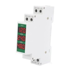 DIN Rail Voltmeter LCD Digital Display Isolated Triple Way Modular Voltage