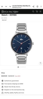 Lacoste Men's Chronograph Watch 2011166 Stainless Steel Quartz Blue Dial 42mm