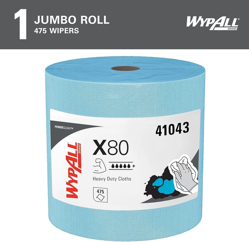 PowerClean X80 Heavy Duty Cloths, 455 Sheets, Jumbo Roll - Image 4 of 4