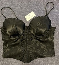 Windsor Corset Bra Top Size S Black NWT Adjustable Straps Front Hook Closure