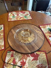 Georges Briard Chip-and-Dip Glass Serving Set Gold Decoration