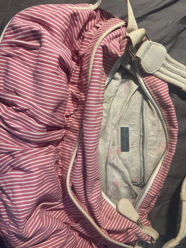 Bolso de Hombro Lauren Merkin Mediano Rosa y Beige, Con Interior Floral Foto 4 de 4