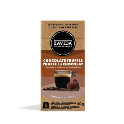 Zavida Espresso Collection Chocolate Truffle Coffee, 10 Capsules, 50g/1.75 oz.