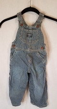 Vintage OshKosh B  Gosh Striped Vestbak Denim Overalls union USA Made Train 12 M