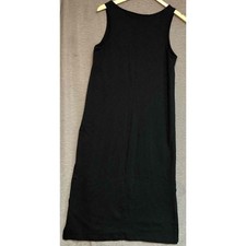 Gap Black Straight Shift Dress Sleeveless Seams Slits Womens
