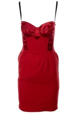 DOLCE & GABBANA RED SATIN MINI DRESS IT 46 UK 14